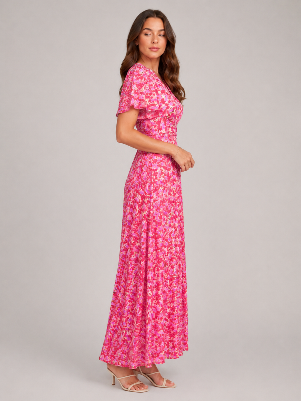 Marjolein - Maxi-jurk Met V-hals  Elastische Taille En Bloemenprint