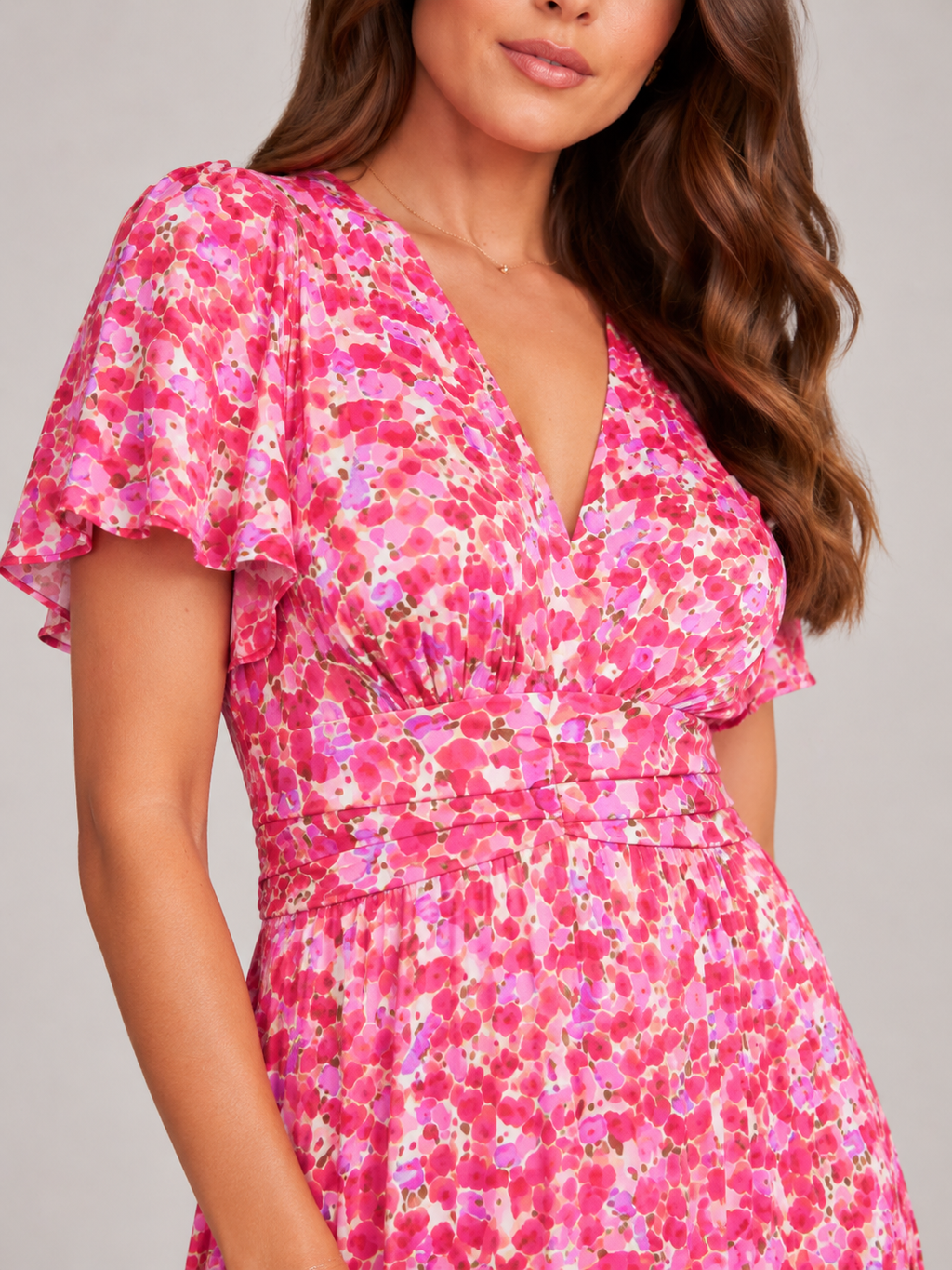 Marjolein - Maxi-jurk Met V-hals  Elastische Taille En Bloemenprint