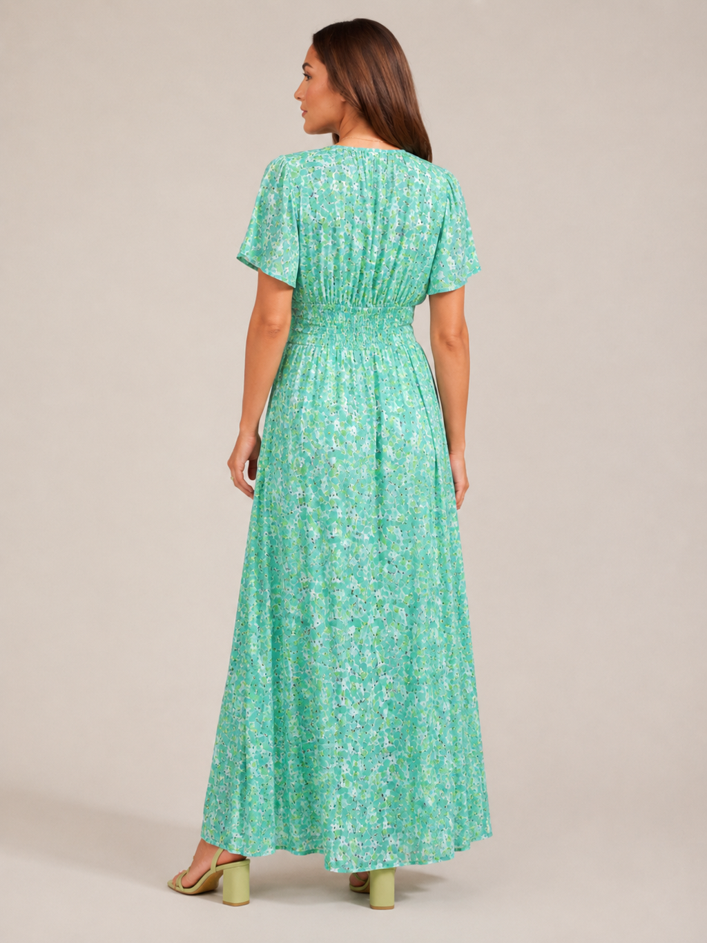 Marjolein - Maxi-jurk Met V-hals  Elastische Taille En Bloemenprint