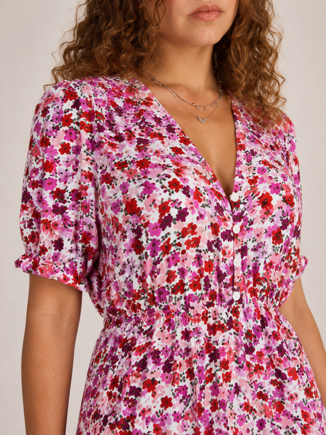 Manouk - Maxi-jurk met Bloemenprint en Knoopsluiting