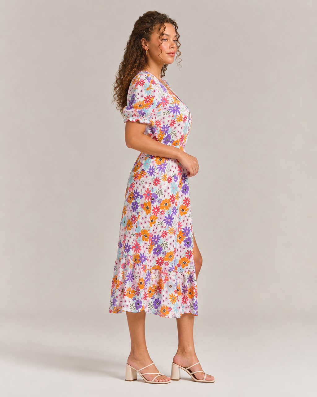 Manouk - Maxi-jurk met Bloemenprint en Knoopsluiting