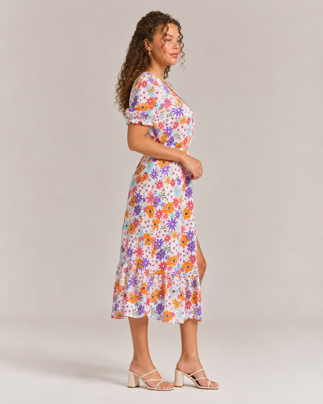 Manouk - Maxi-jurk met Bloemenprint en Knoopsluiting