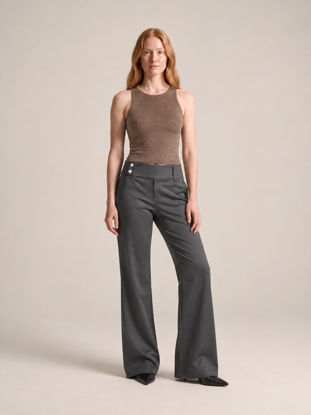 Carina - Dames flare broek met hoge taille en wijde pijpen