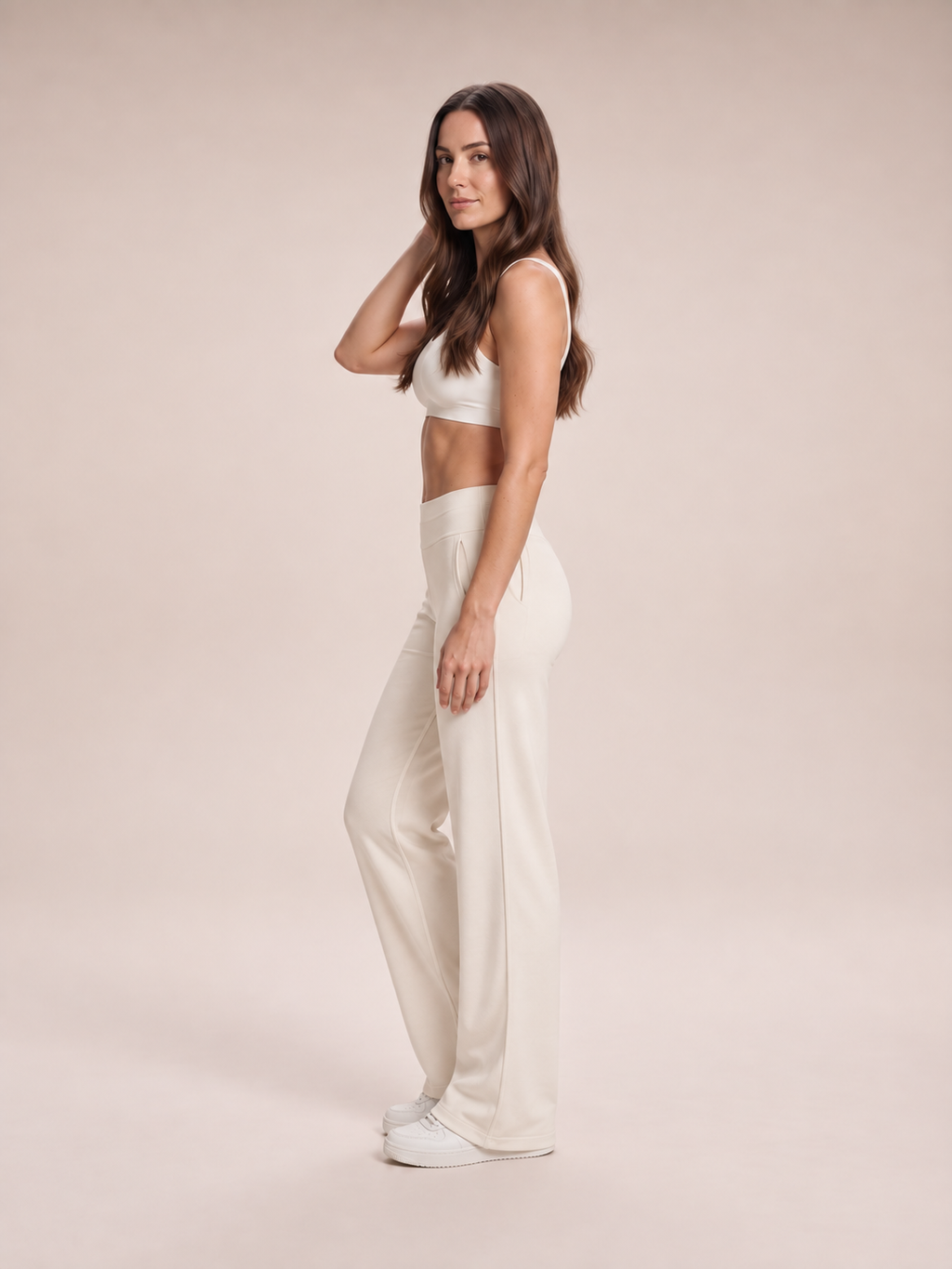 Loek - Dames joggingbroek met hoge taille en wijde pijpen