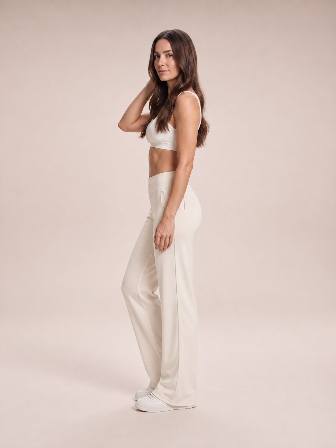 Loek - Dames joggingbroek met hoge taille en wijde pijpen