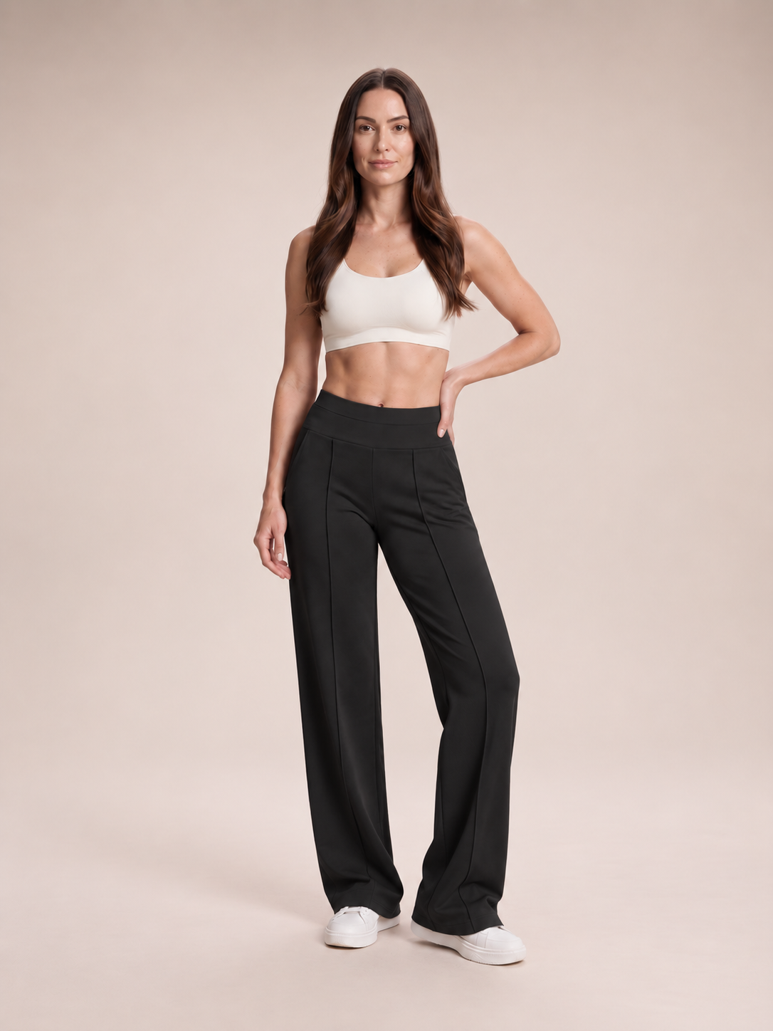 Loek - Dames joggingbroek met hoge taille en wijde pijpen