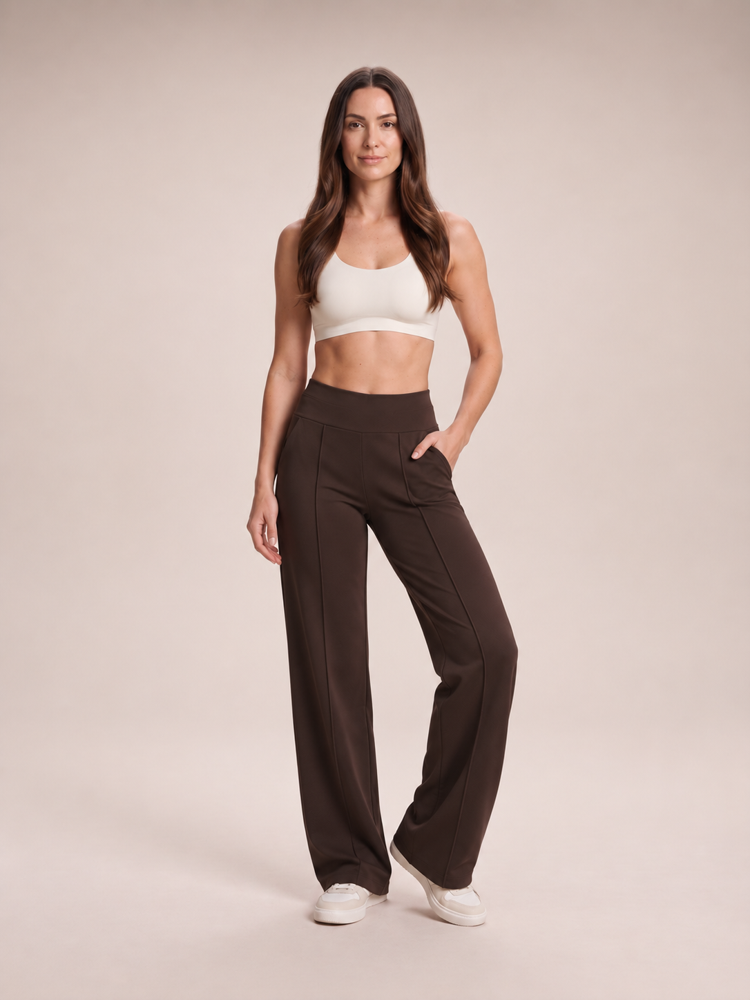 Loek - Dames joggingbroek met hoge taille en wijde pijpen