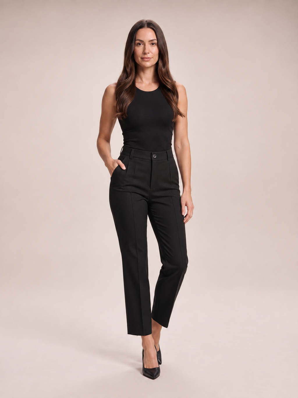 Talisa - Dames broek met hoge taille en rechte pijpen
