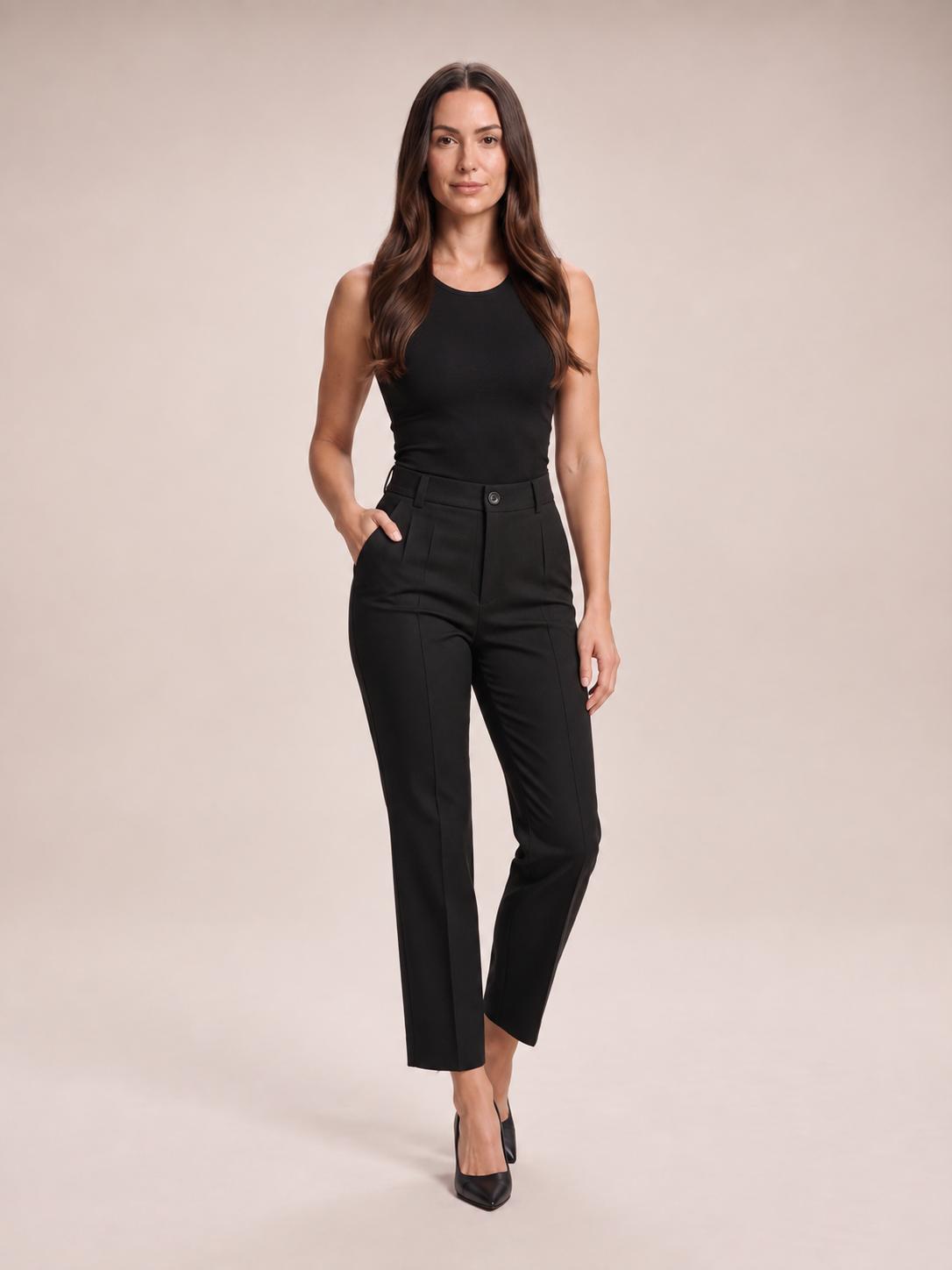 Talisa - Dames broek met hoge taille en rechte pijpen