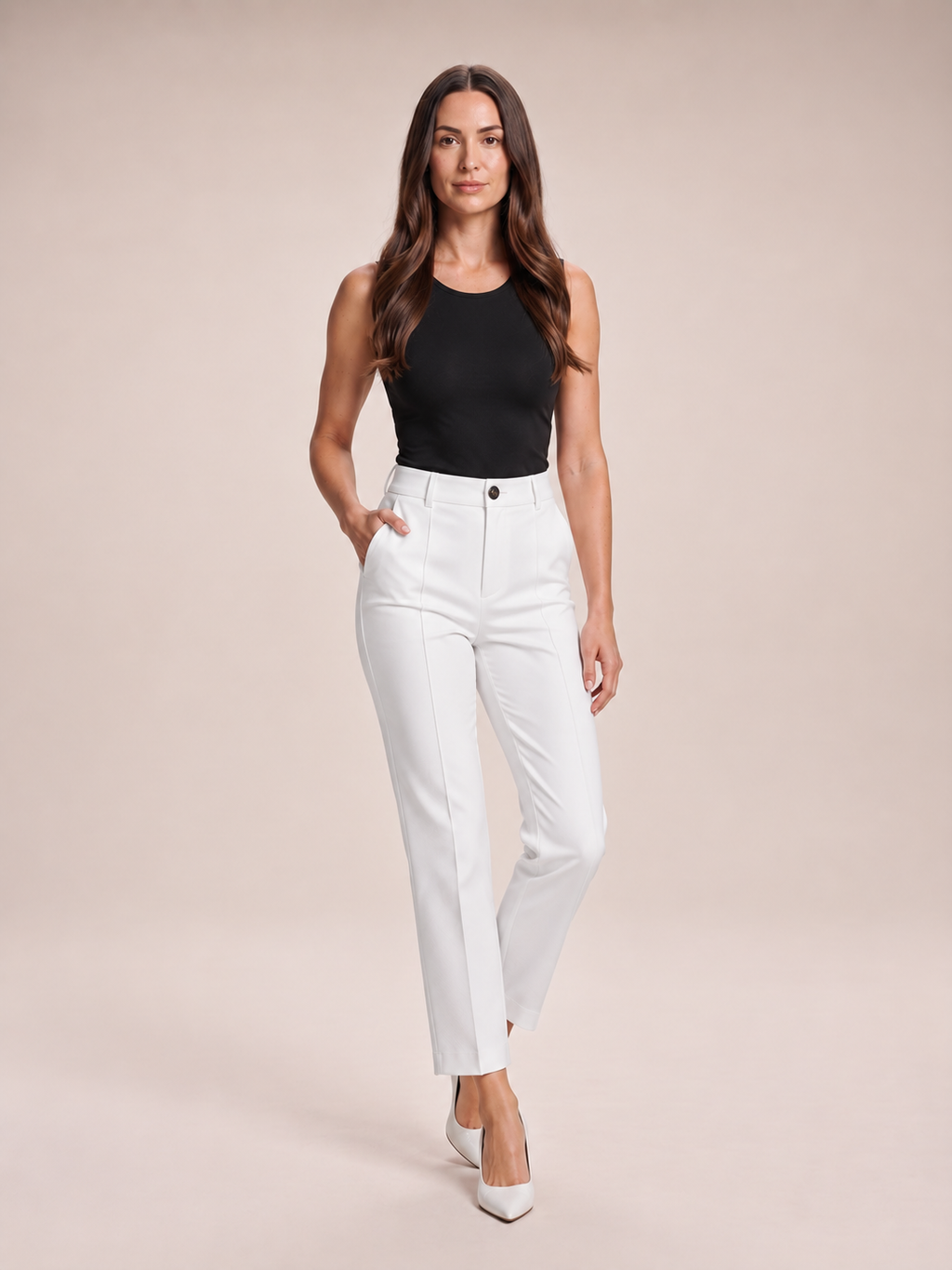 Talisa - Dames broek met hoge taille en rechte pijpen