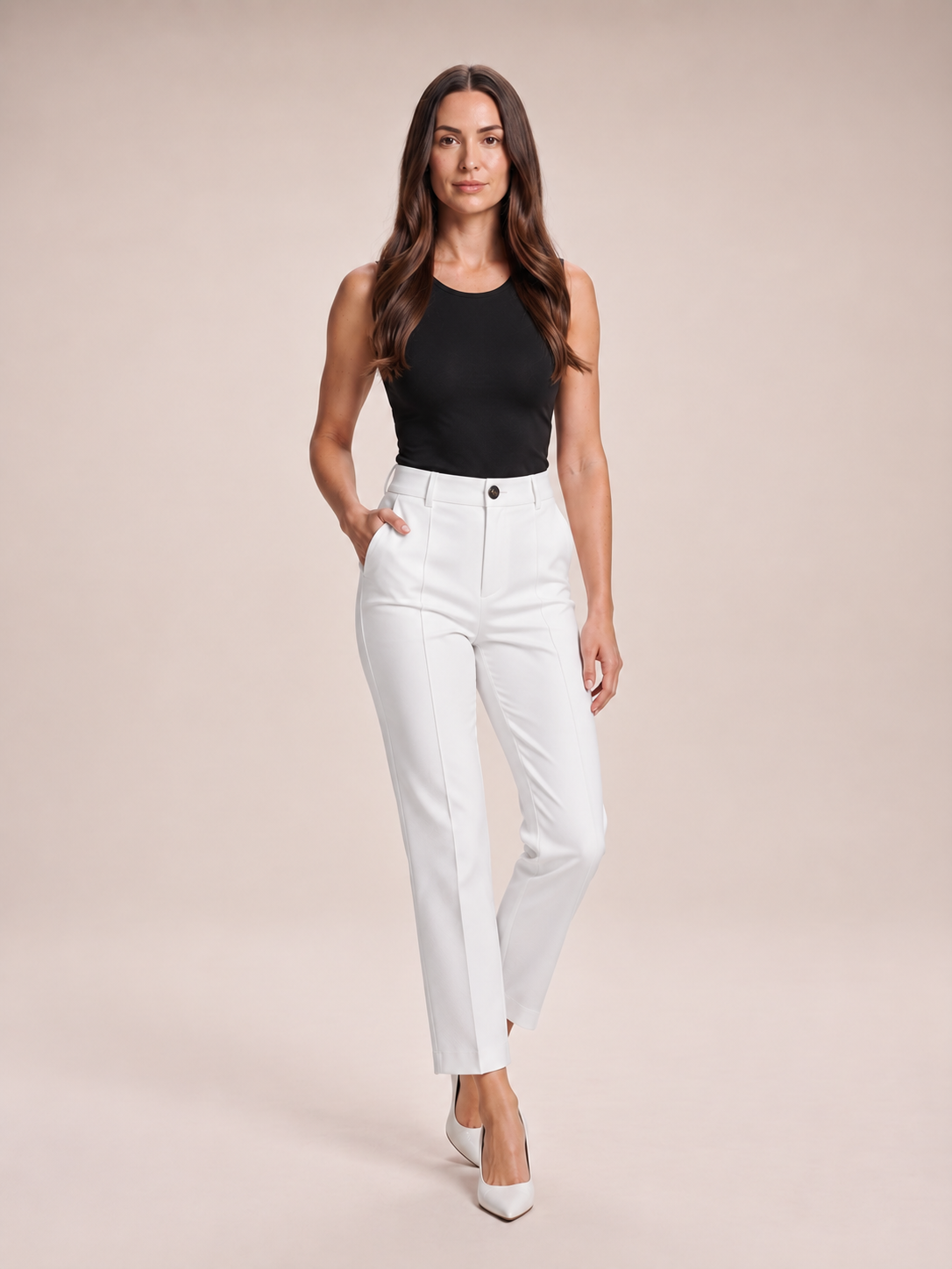 Talisa - Dames broek met hoge taille en rechte pijpen