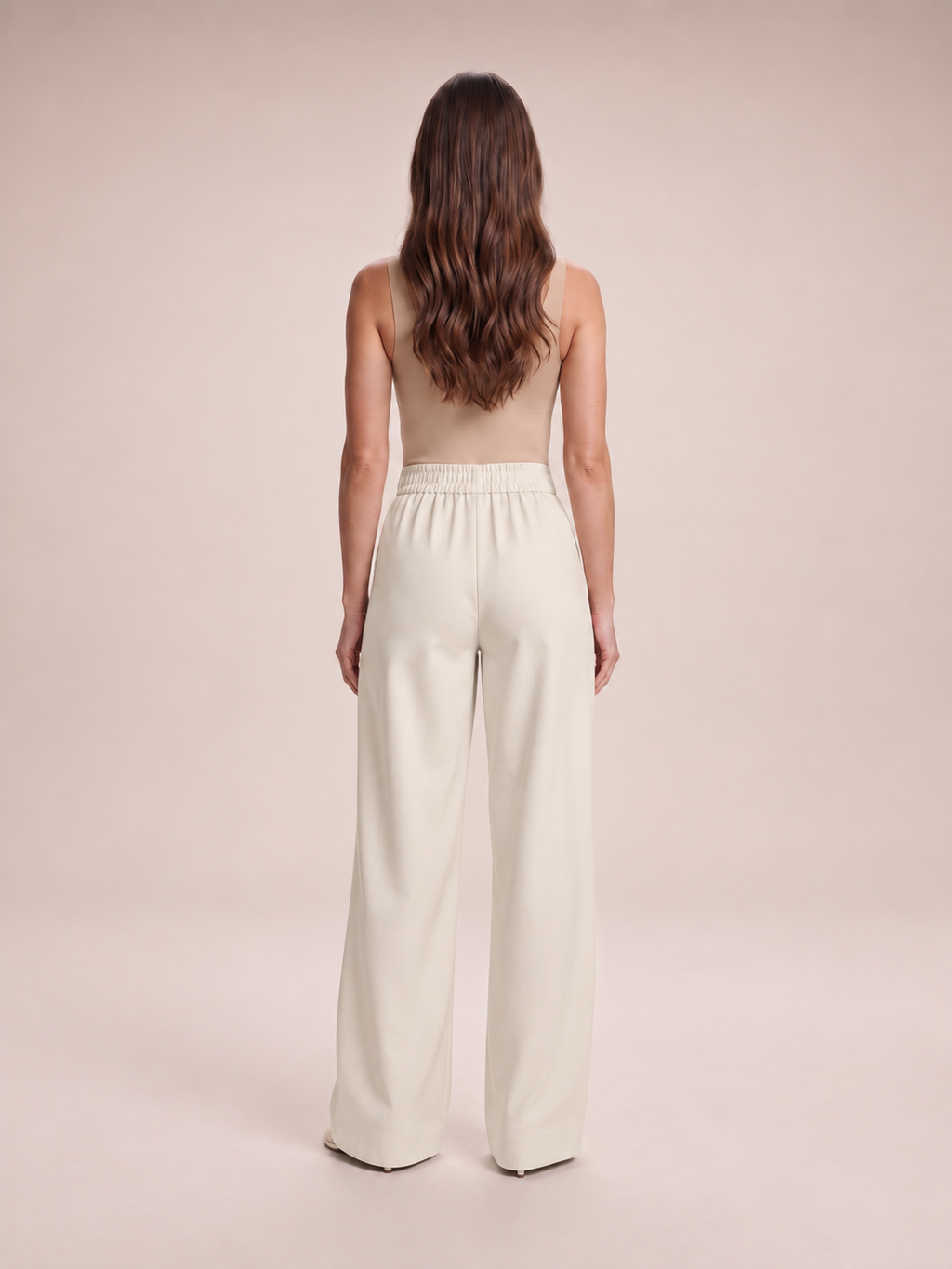 Nerina - Dames broek met wijde pijpen en elastische taille