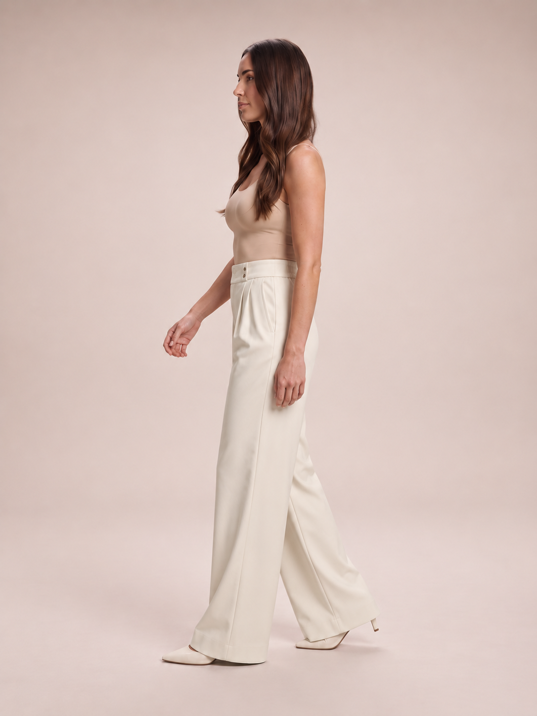 Nerina - Dames broek met wijde pijpen en elastische taille