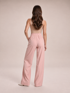 Nerina - Dames broek met wijde pijpen en elastische taille
