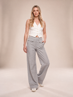 Verena - Dames broek met wijde pijpen, hoge taille en zakken