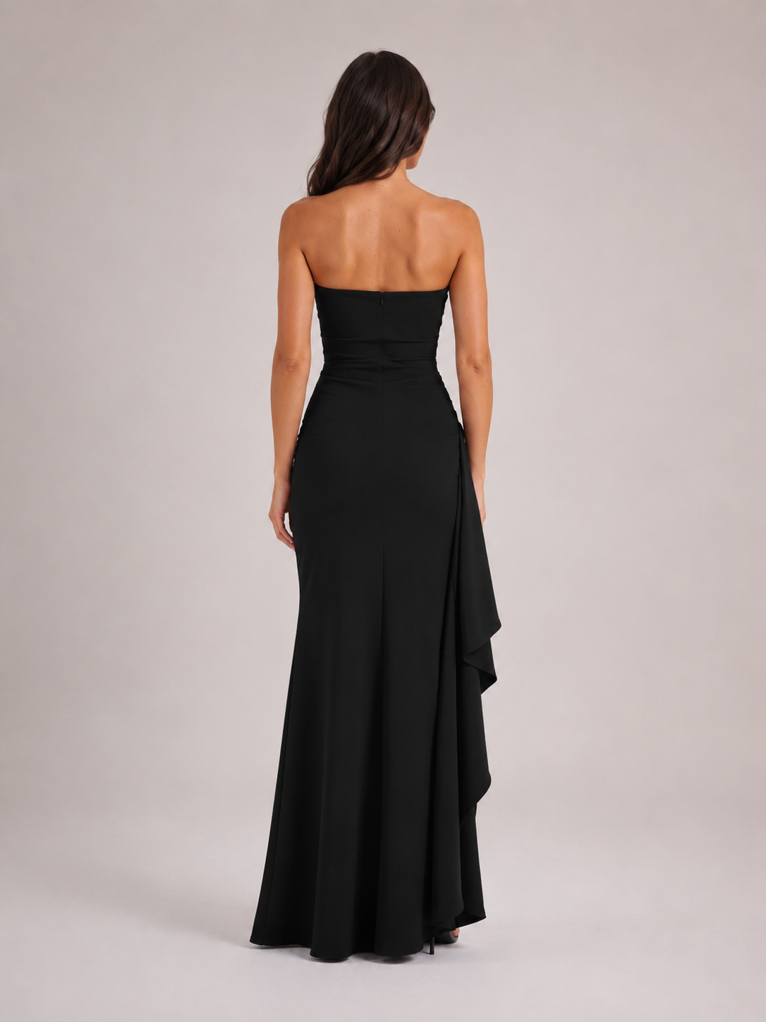 Qavina - Strapless Maxi Jurk Met Split