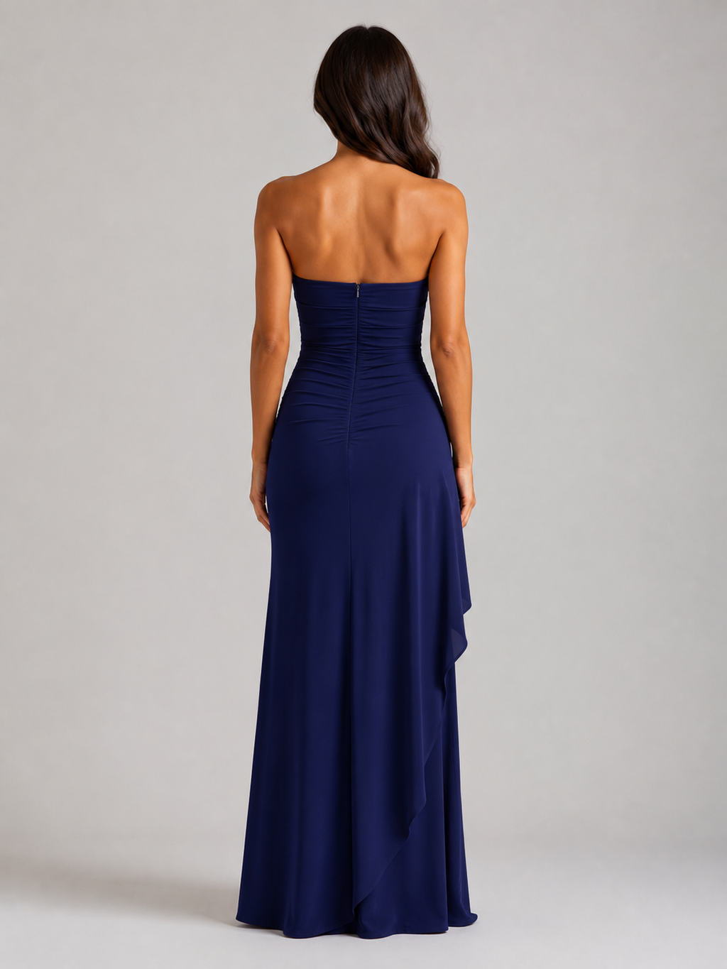 Qavina - Strapless Maxi Jurk Met Split