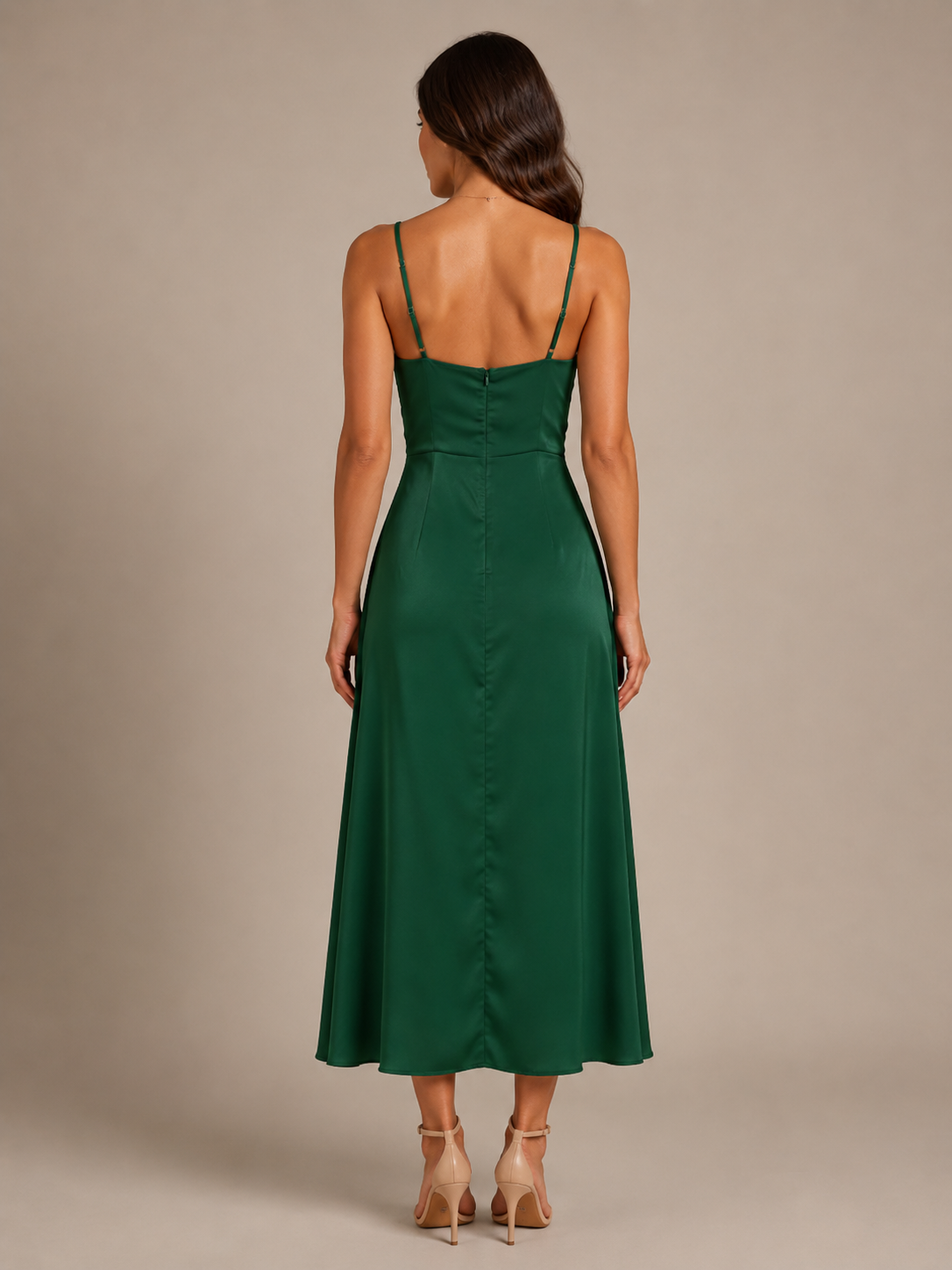 Quinelle - Midi-jurk Met V-hals En Hoge Split