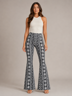 Qadence - Flared broek met sierlijke print en lage taille
