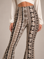 Qadence - Flared broek met sierlijke print en lage taille