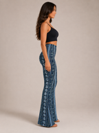 Qadence - Flared broek met sierlijke print en lage taille