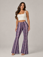 Qadence - Flared broek met sierlijke print en lage taille