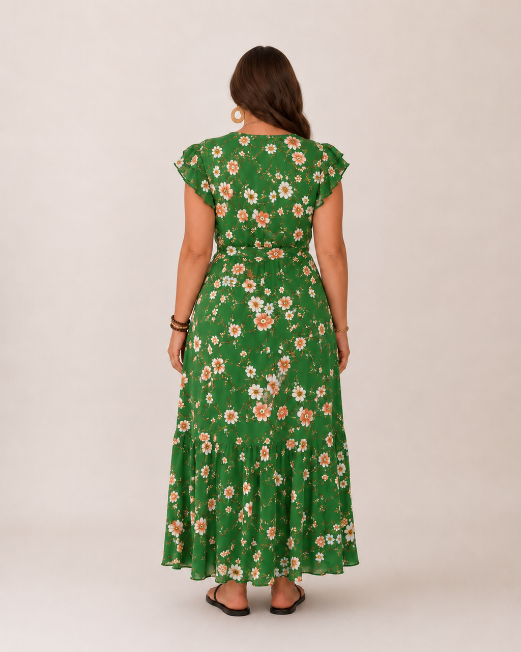 Britt - Zwierige Maxi-jurk Met Bloemenprint En Flatterende Wikkelpasvorm