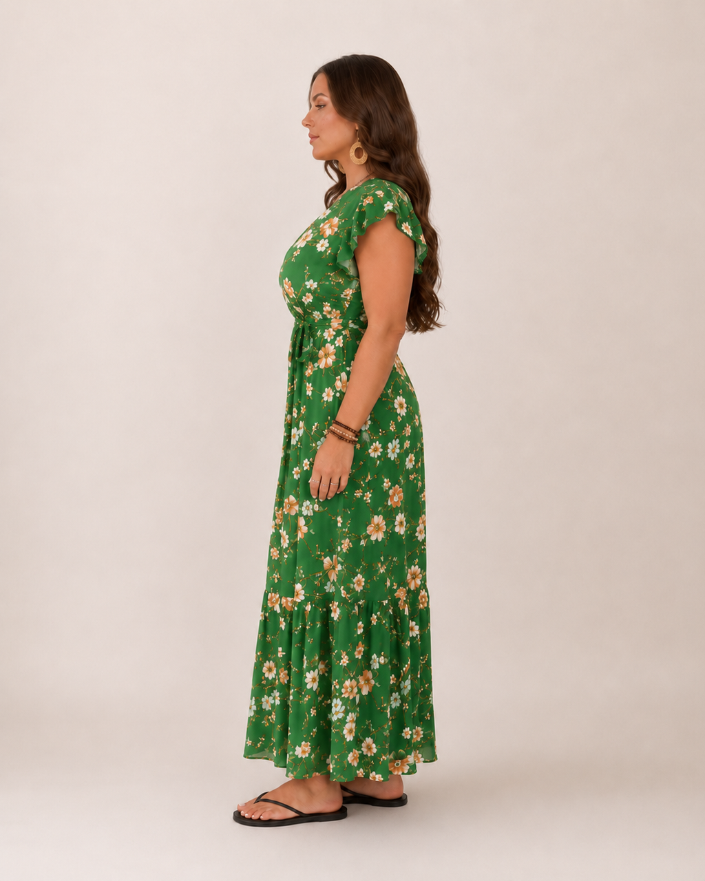 Britt - Zwierige Maxi-jurk Met Bloemenprint En Flatterende Wikkelpasvorm