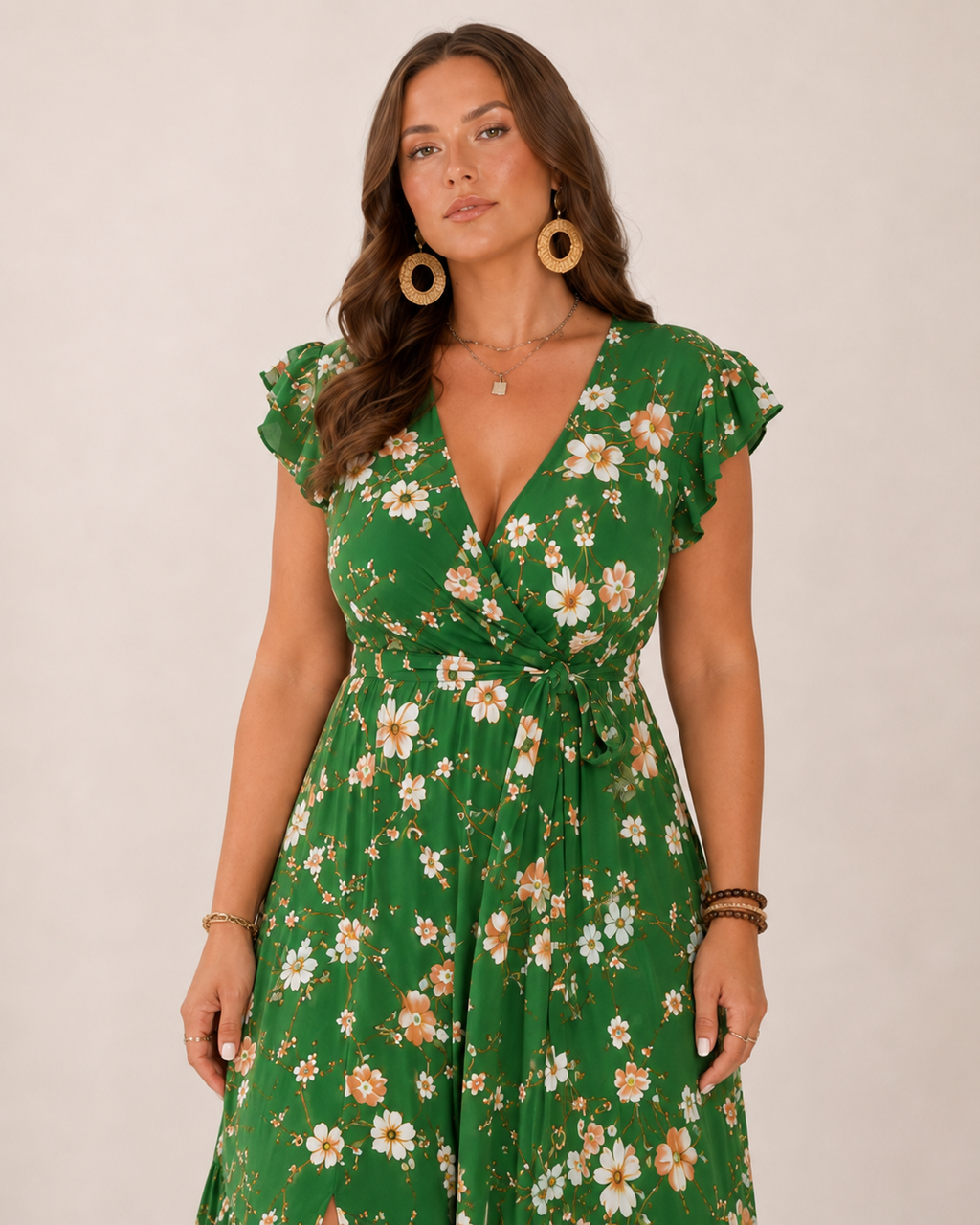 Britt - Zwierige Maxi-jurk Met Bloemenprint En Flatterende Wikkelpasvorm