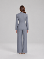 Melina - Dames blazerpak met krijtstreep en dubbele rij knopen