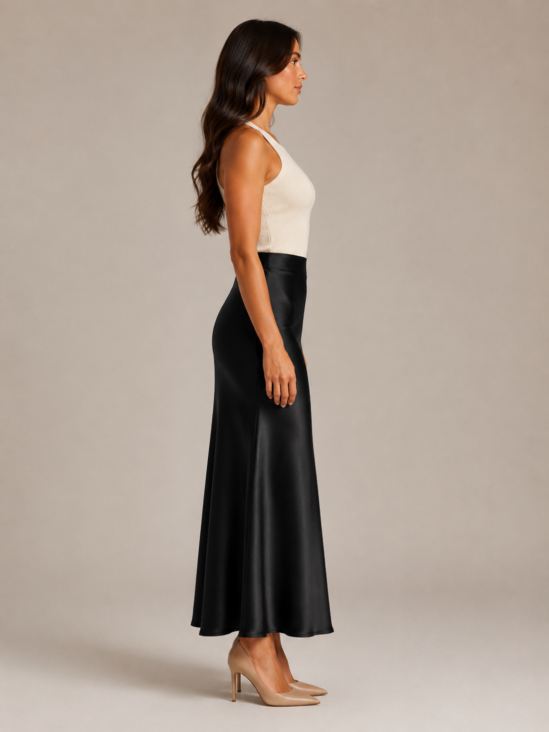Pascaline - Satijnen Dames Maxi-rok Met Subtiele Glans