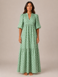 Roselle - Maxi-jurk Met V-hals En Print