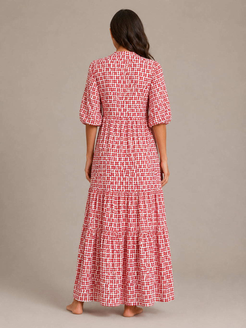Roselle - Maxi-jurk Met V-hals En Print
