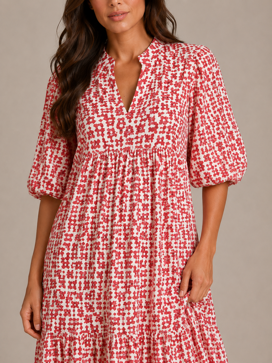 Roselle - Maxi-jurk Met V-hals En Print