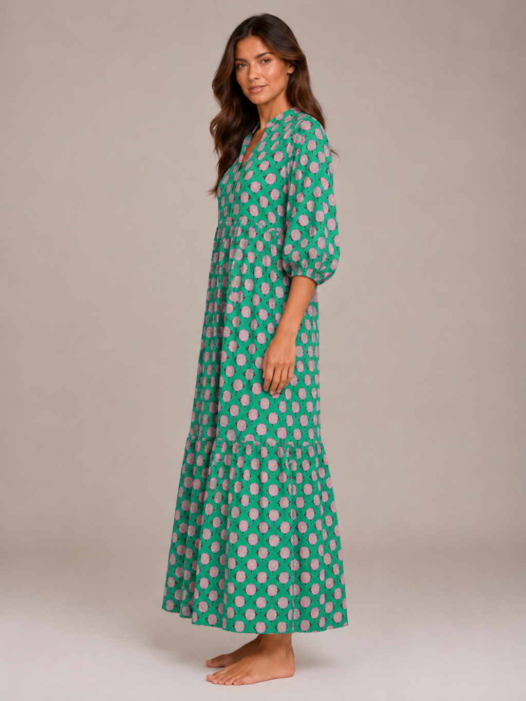 Roselle - Maxi-jurk Met V-hals En Print