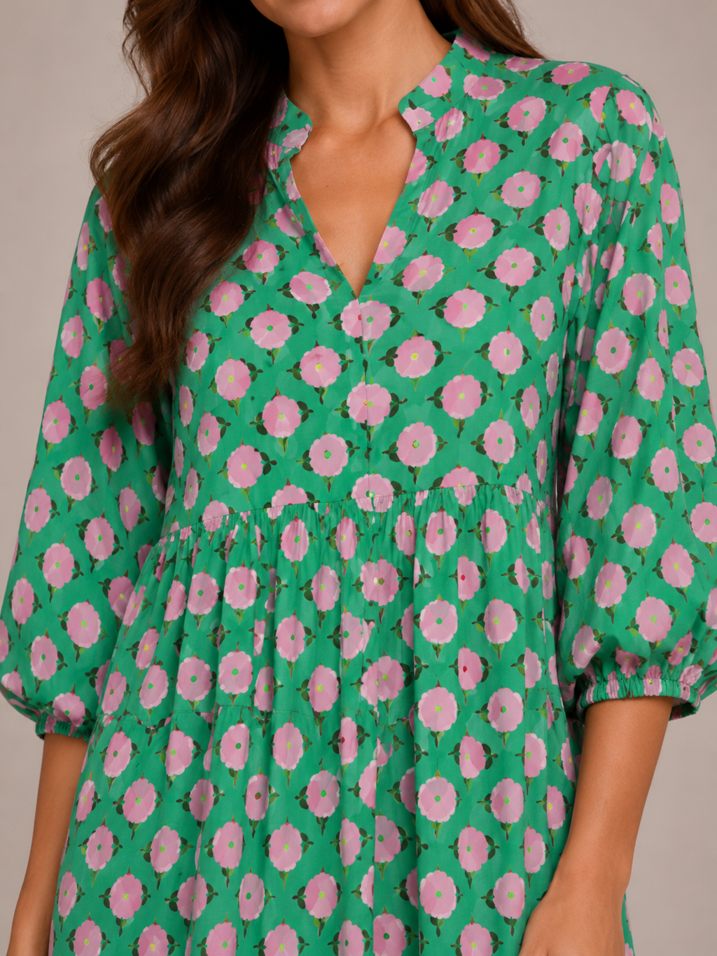 Roselle - Maxi-jurk Met V-hals En Print