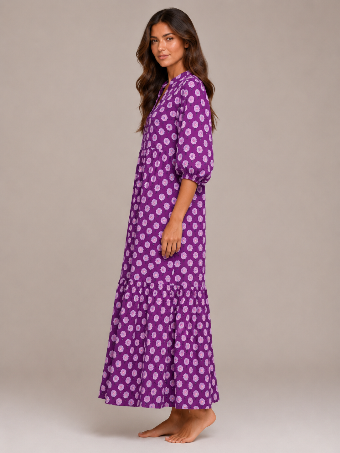 Roselle - Maxi-jurk Met V-hals En Print