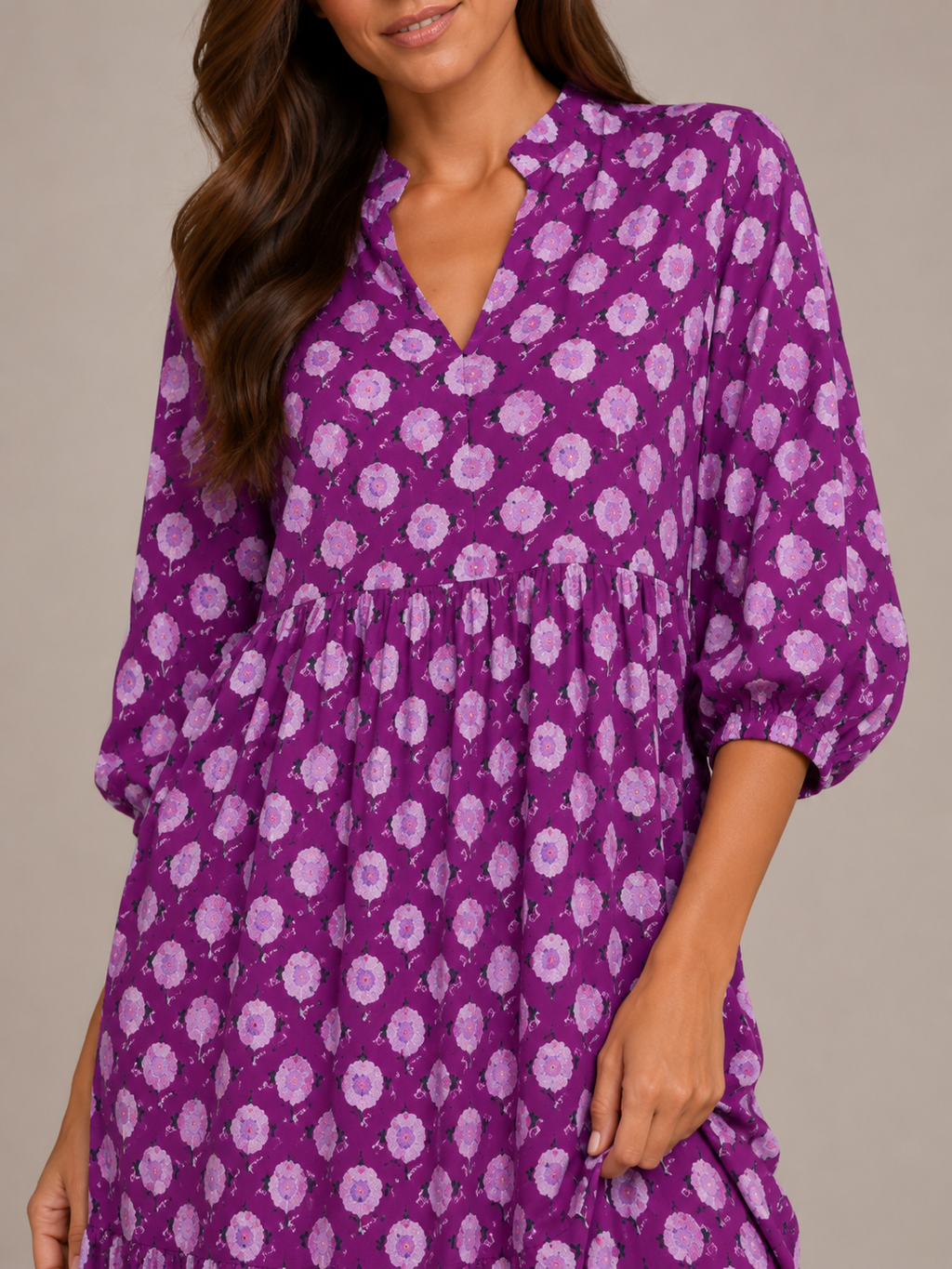 Roselle - Maxi-jurk Met V-hals En Print