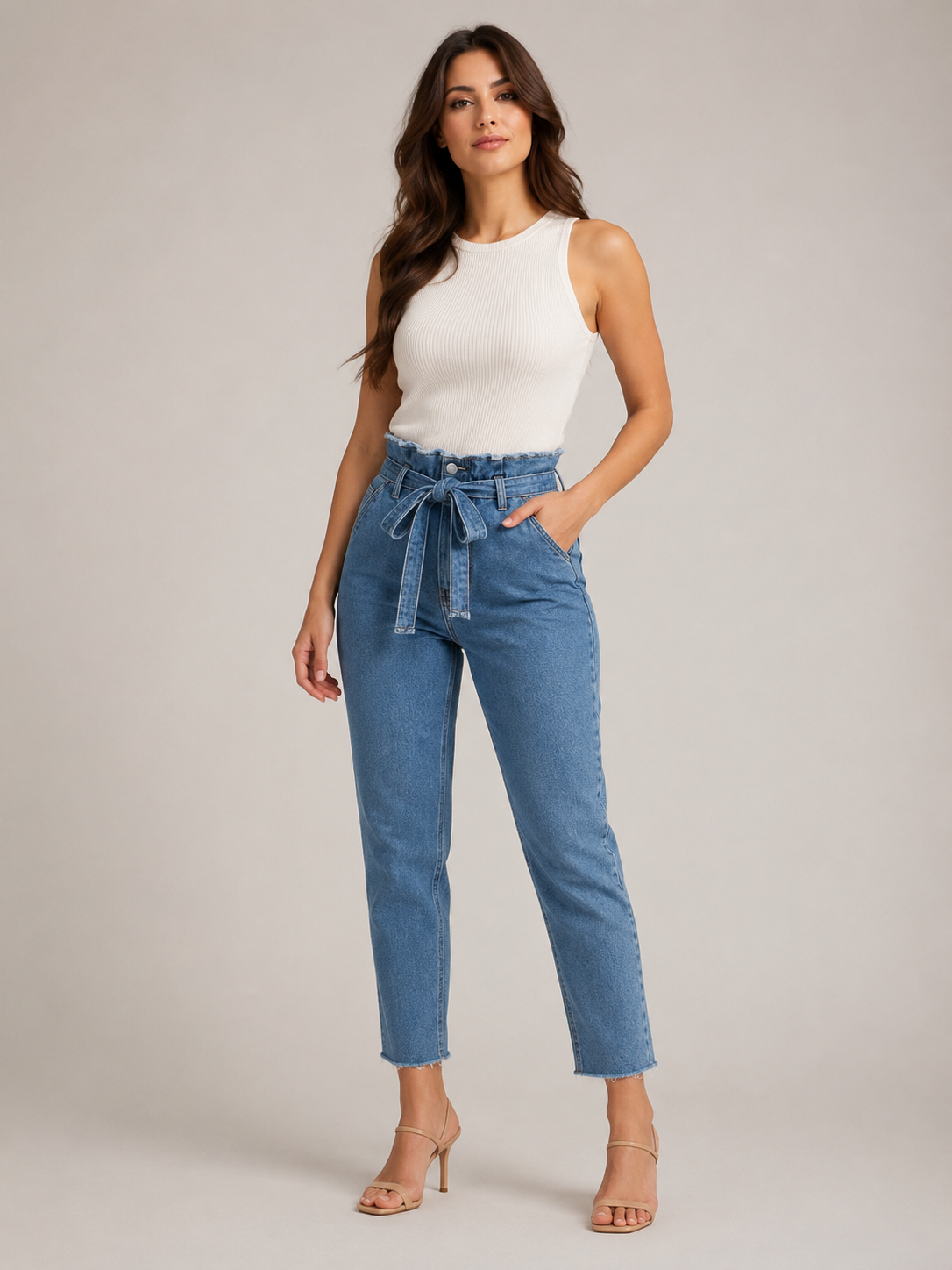 Ravina - Dames high-waist skinny jeans met donkere wassing