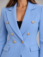 Vivienne - Lichtblauw dames broekpak met blazer voor kantoor