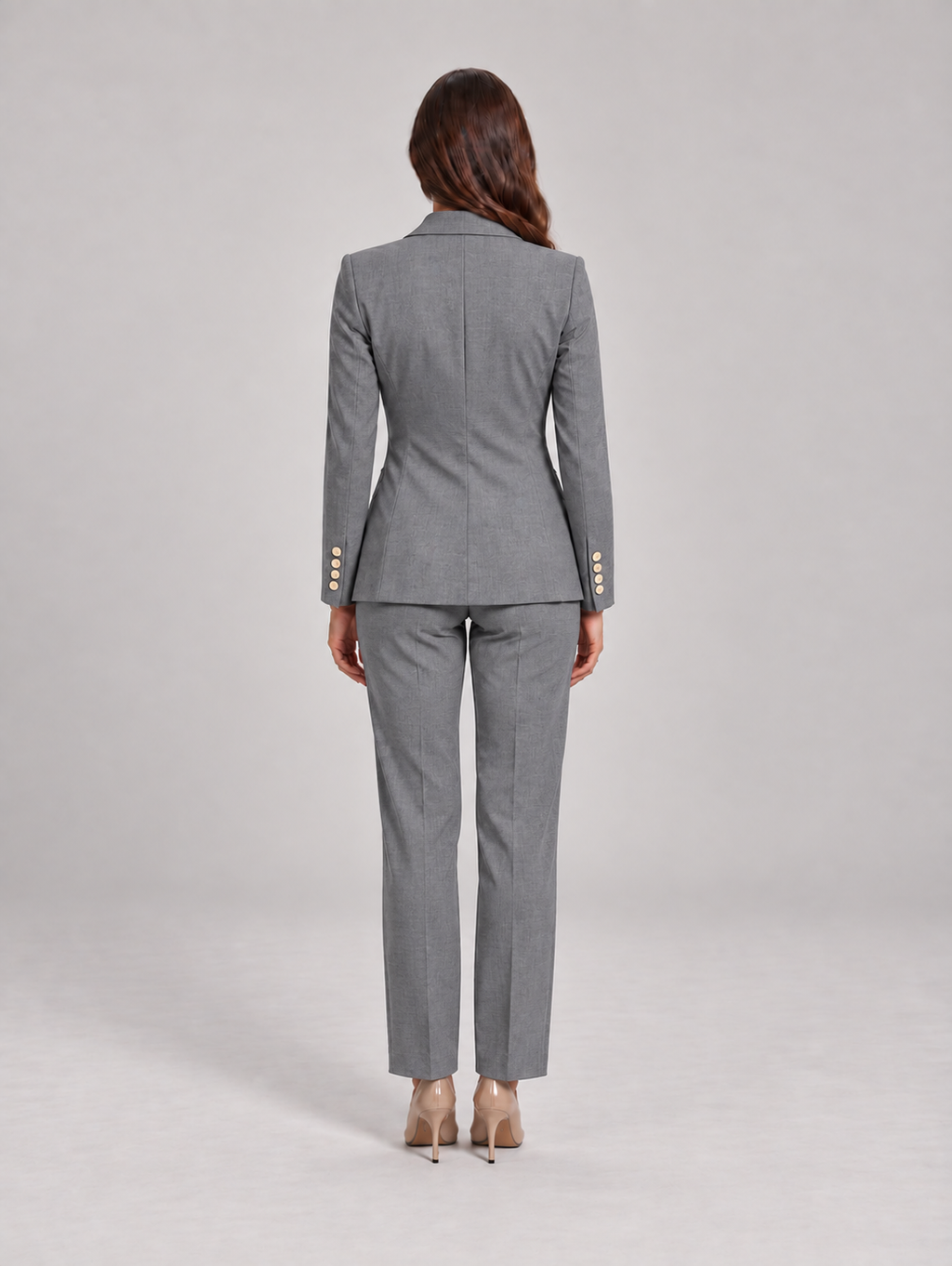 Vivienne - Lichtblauw dames broekpak met blazer voor kantoor
