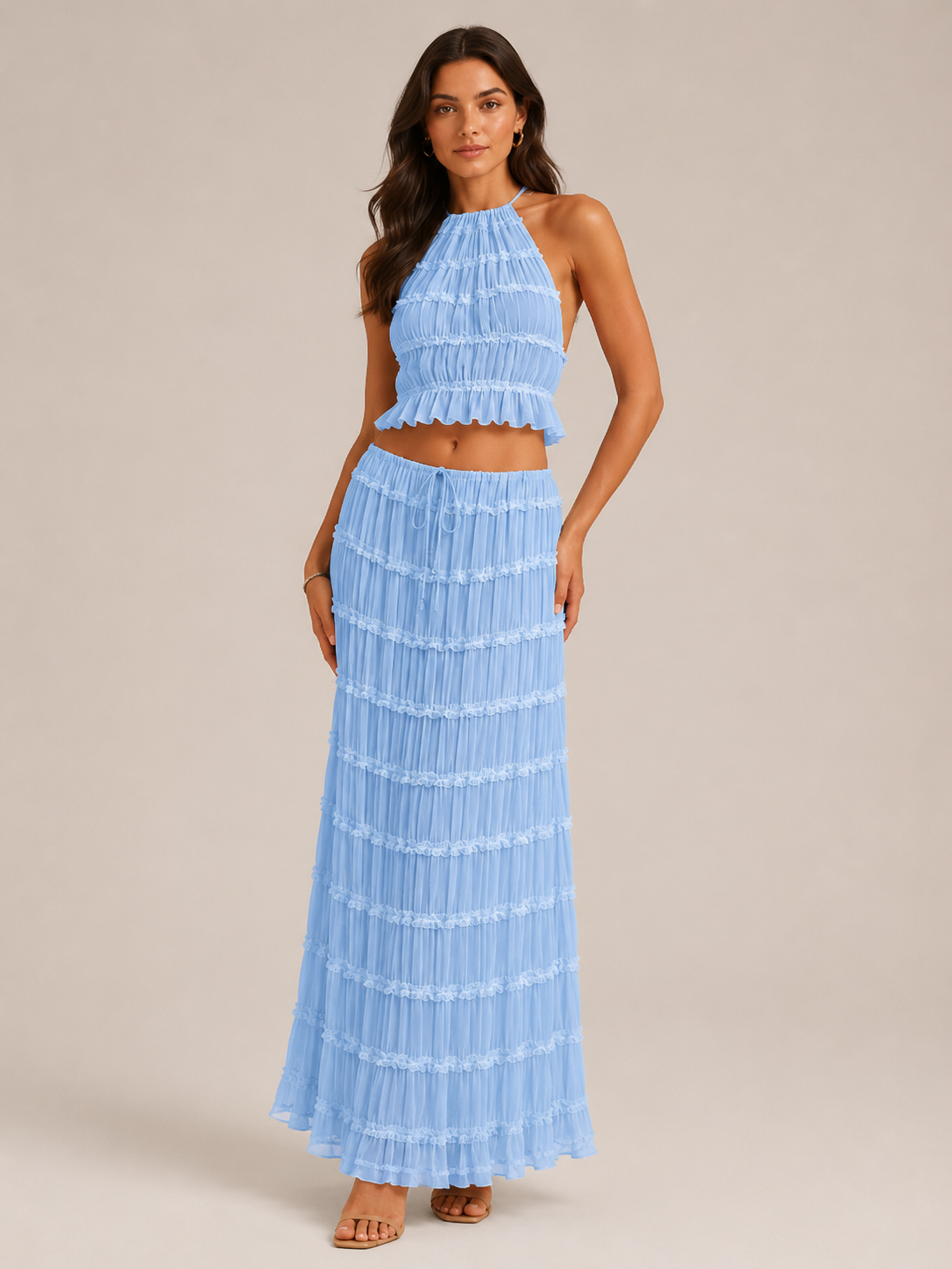 Quinara - 2-Delige Haltertop En Lange Rok Set
