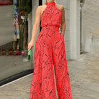 QIANA™ - Elegante Brede Pijpen Halsband Mouwloze Zomer Jumpsuit