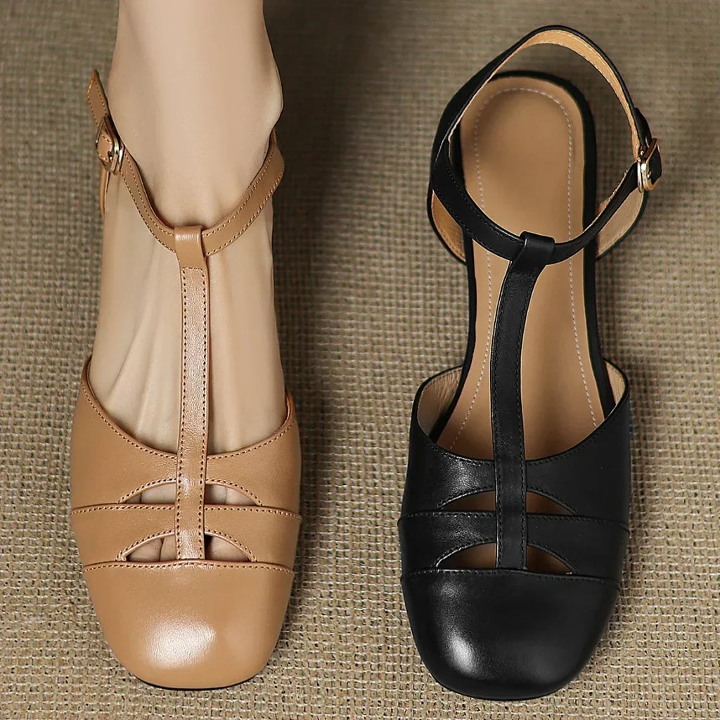 Isabella | Gevlochten Leren Ballerina's