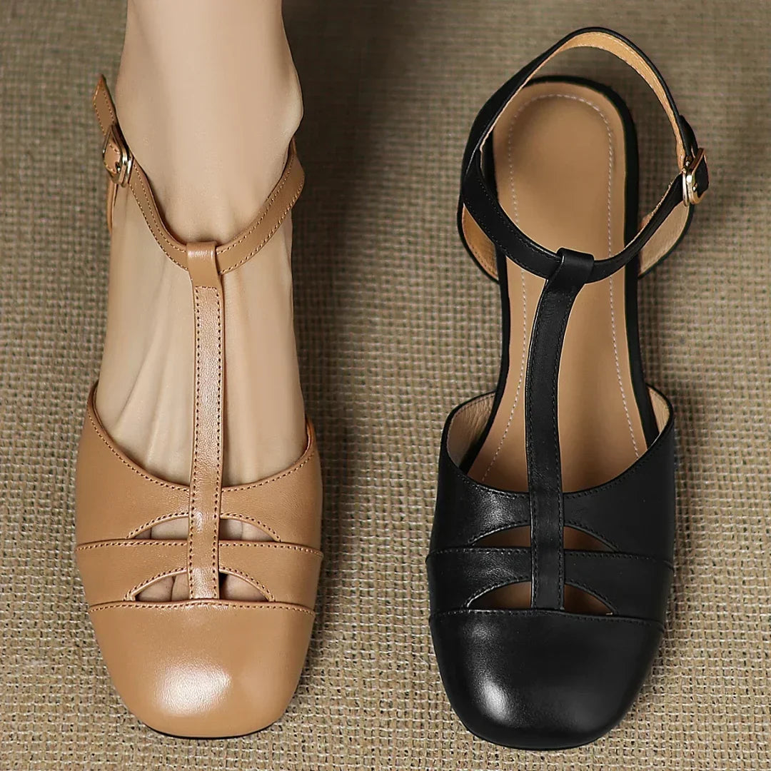 Isabella | Gevlochten Leren Ballerina's