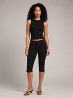 Prudencia - Zwarte dames capri-broek met elastische taille