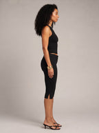 Prudencia - Zwarte dames capri-broek met elastische taille