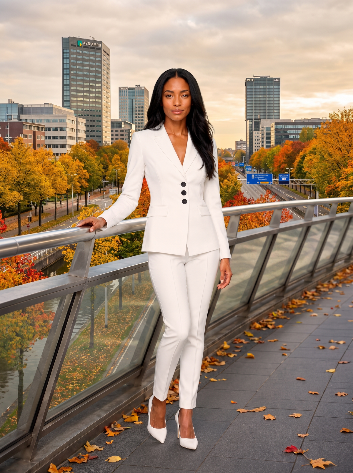 Yolara - Dames pak met blazer en rechte broek, getailleerd model