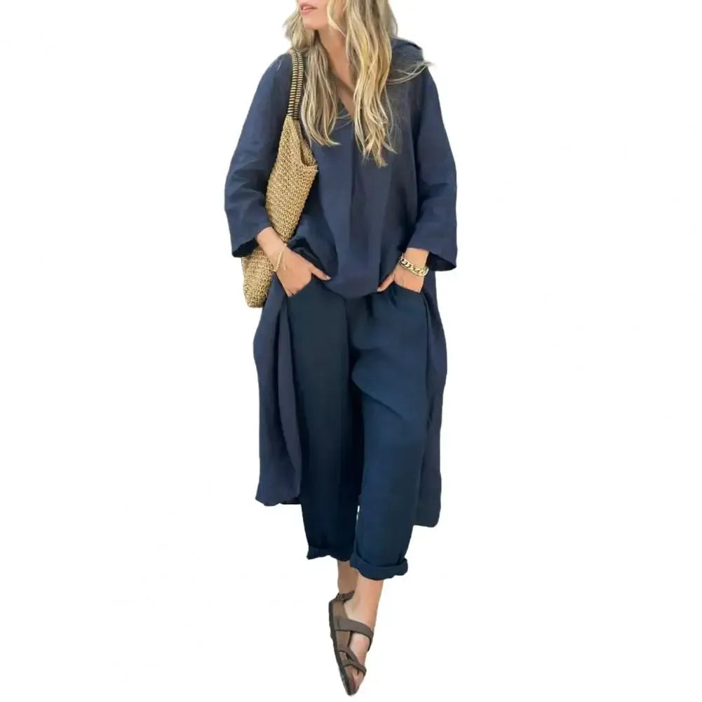 Lucía | Ontspannen Lange Vest en Brede Pantalon Twee-Delige Set