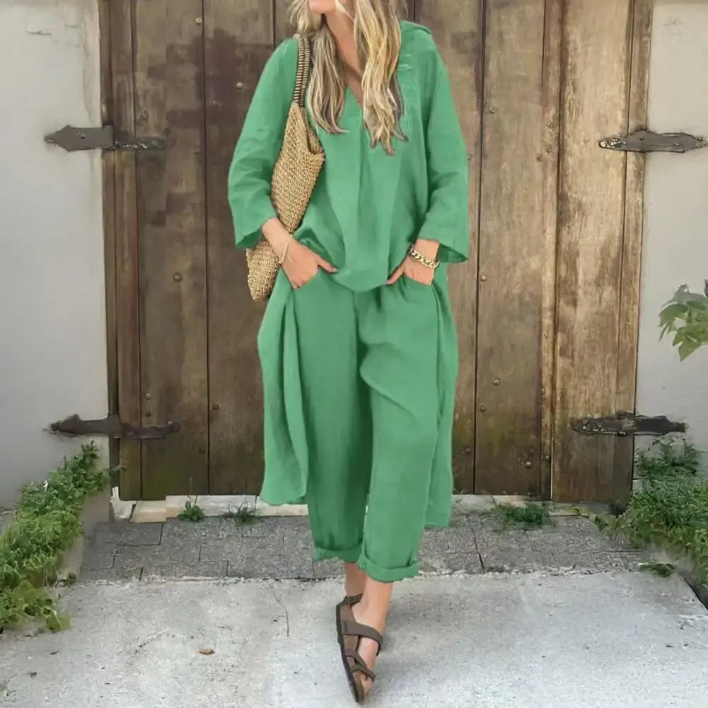 Lucía | Ontspannen Lange Vest en Brede Pantalon Twee-Delige Set
